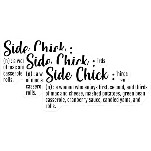 (3 Pack) Side Chick Decals - Funny Foodie Decal - Mac and Cheese Lover - 3 Inches On Longest Side - Easy Peel & Apply - Made in USA - 3MCS7974