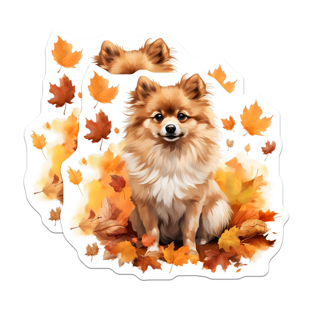 (2 Pack) Cute Pomeranian Dog Magnets - Autumn Fall Pet Lover Decor - Seasonal Refrigerator Locker Accessories - 5 Inches On Longest Side - Thick Durable Magnet - Made in USA - MAG25581