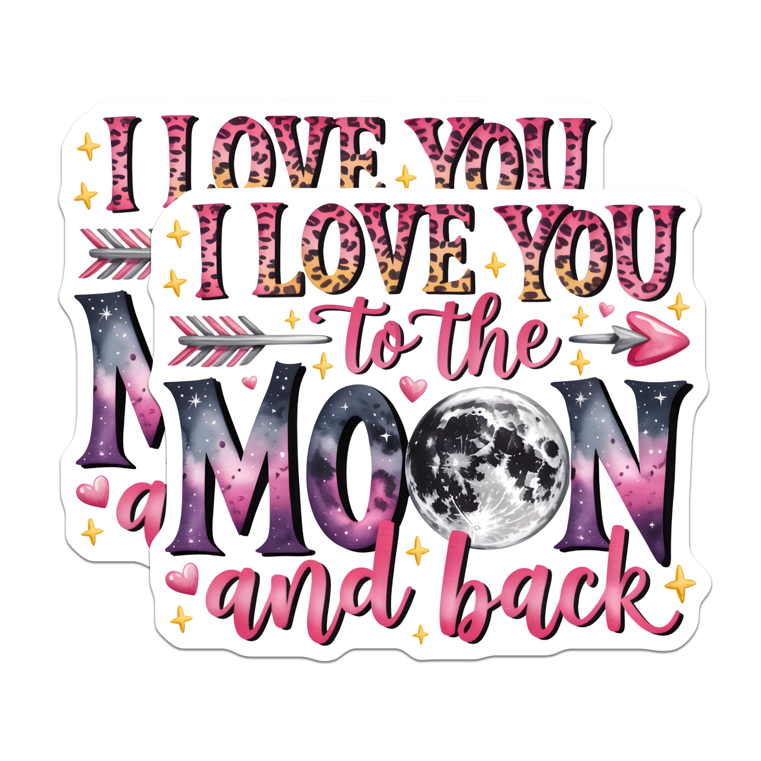 (2 Pack) I Love You to The Moon and Back Magnets - Romantic Quote Decor - Celestial Anniversary Pair - 5 Inches On Longest Side - Thick Durable Magnet - Made in USA - MAG26913