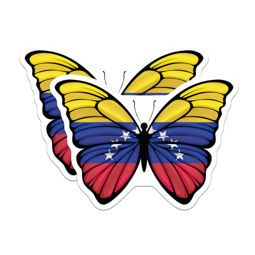 (2 Pack) Venezuela Flag Butterfly Magnets - Venezuelan Pride - Patriotic Souvenir - 5" On Longest Side - Premium Magnet - for Cars, Refrigerators, Toolboxes, Lockers - Made in USA - MAG18357