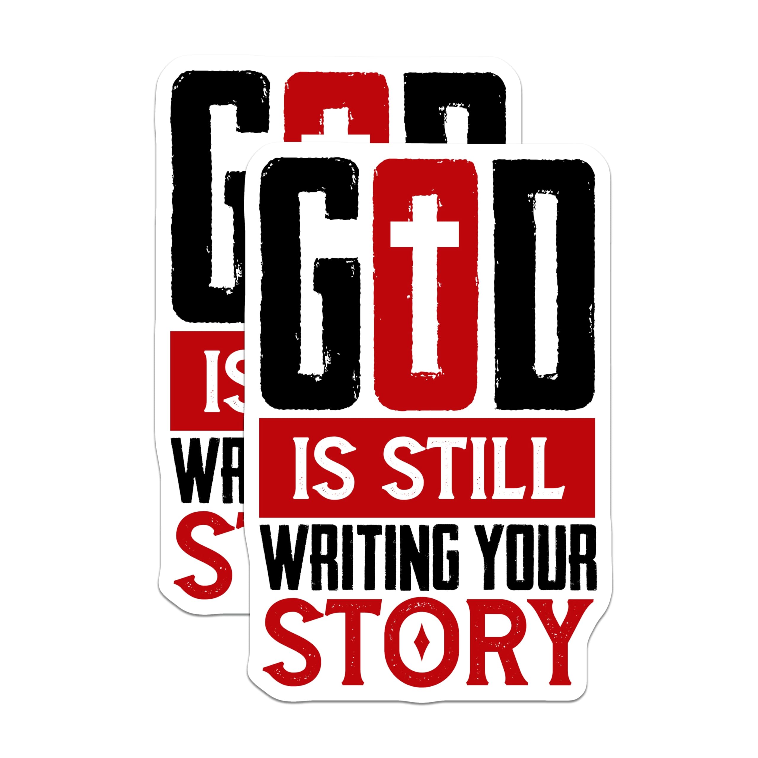 (2 Pack) Christian Magnets - God is Still Writing Your Story - Encouraging Faith Quote - Religious Cross Spiritual Decor - 5 Inches On Longest Side - Thick Durable Magnet - Made in USA - MAG20155