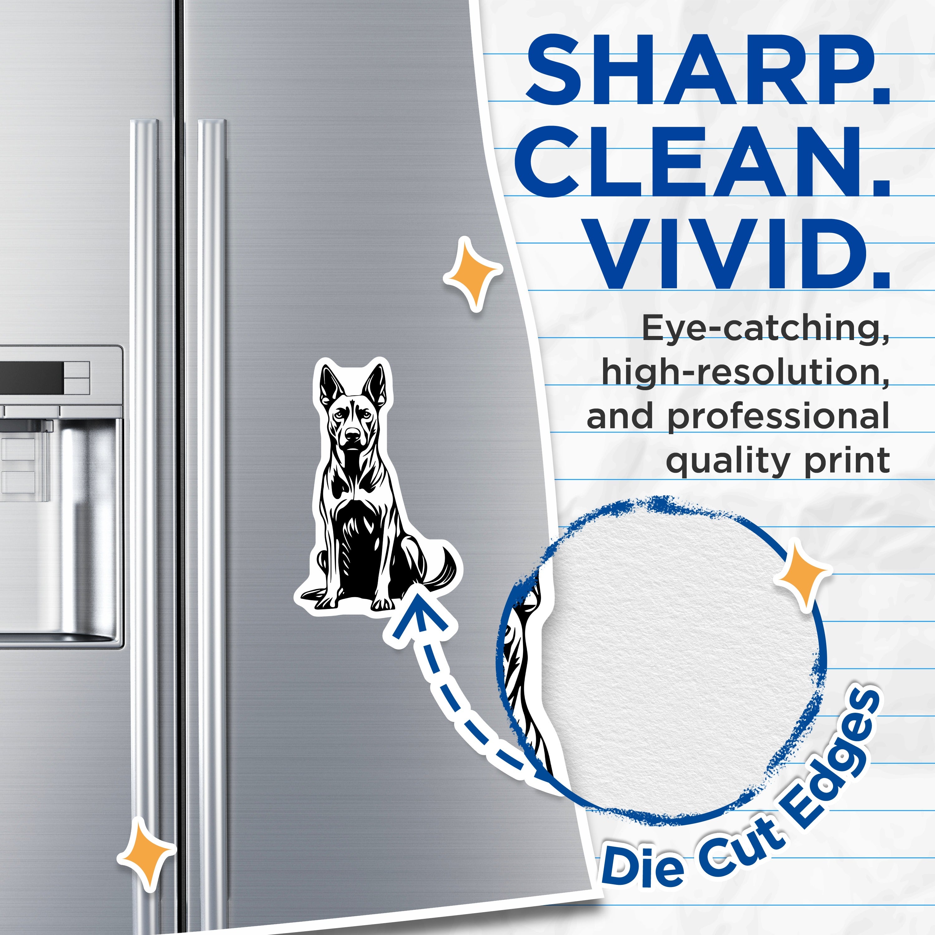 (2 Pack) German Shepherd Magnets - Dog Breed Decor - Canine Fridge Accessory - 5 Inches On Longest Side - Thick Durable Magnet - Made in USA - MAG38384