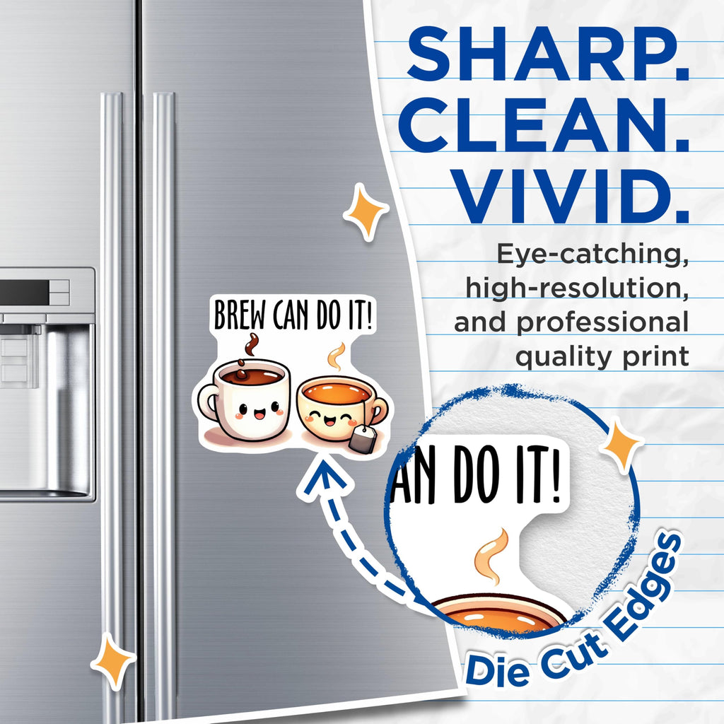 (2 Pack) Brew Can Do It Magnets - Cute Coffee and Tea Magnets - Fun Kitchen Decor - 5" On Longest Side - for Cars, Refrigerators, Toolboxes, Lockers - Made in USA BMCS3280