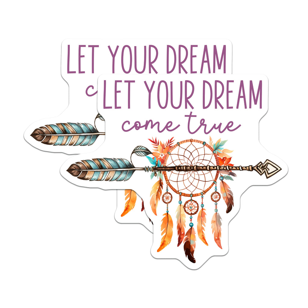 (2 Pack) Let Your Dream Come True Magnets - Boho Dreamcatcher Decor - Inspirational Spiritual Art - 5 Inches On Longest Side - Thick Durable Magnet - Made in USA - MAG38849