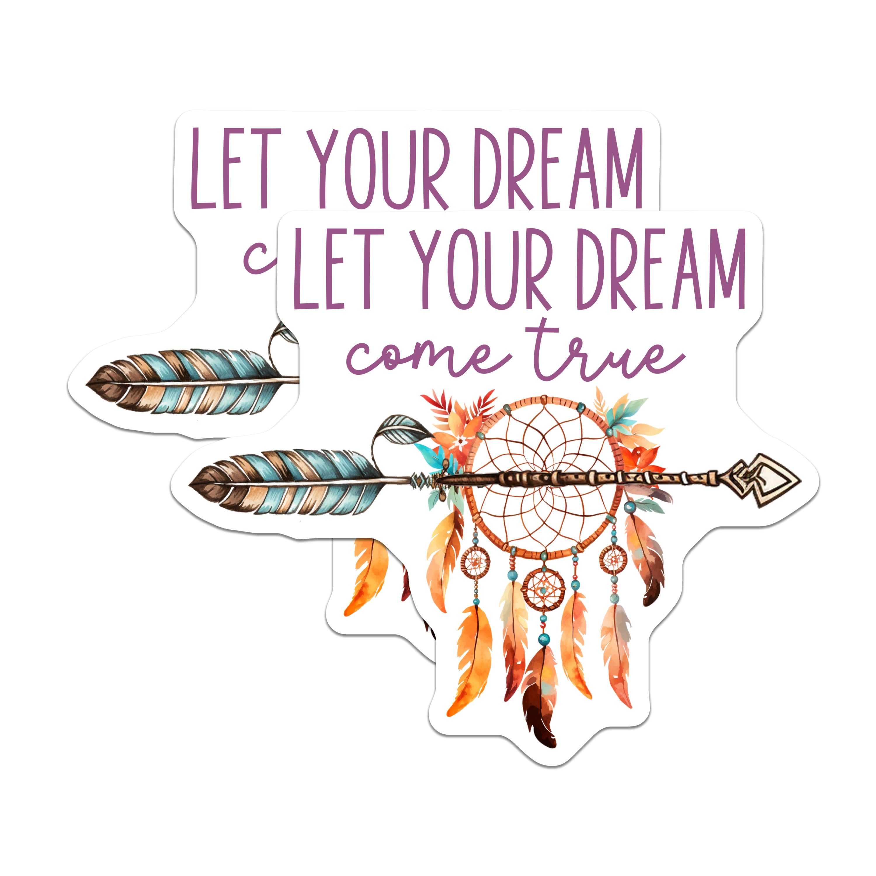 (2 Pack) Let Your Dream Come True Magnets - Boho Dreamcatcher Decor - Inspirational Spiritual Art - 5 Inches On Longest Side - Thick Durable Magnet - Made in USA - MAG38849