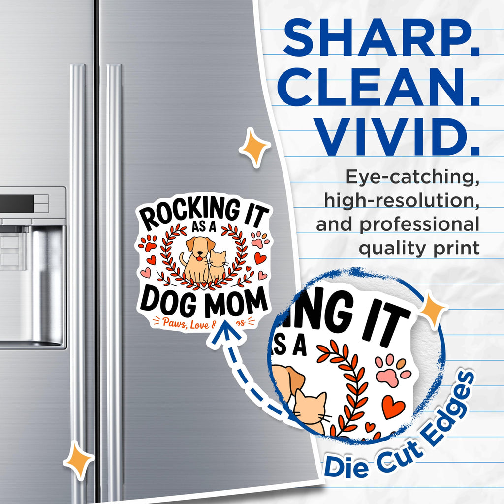 (2 Pack) Rocking It Dog Mom Magnets - Pet Parent Fridge Decor - Cute Animal Lover Magnets - 5 Inches On Longest Side - Thick Durable Magnet - Made in USA - MAG30422