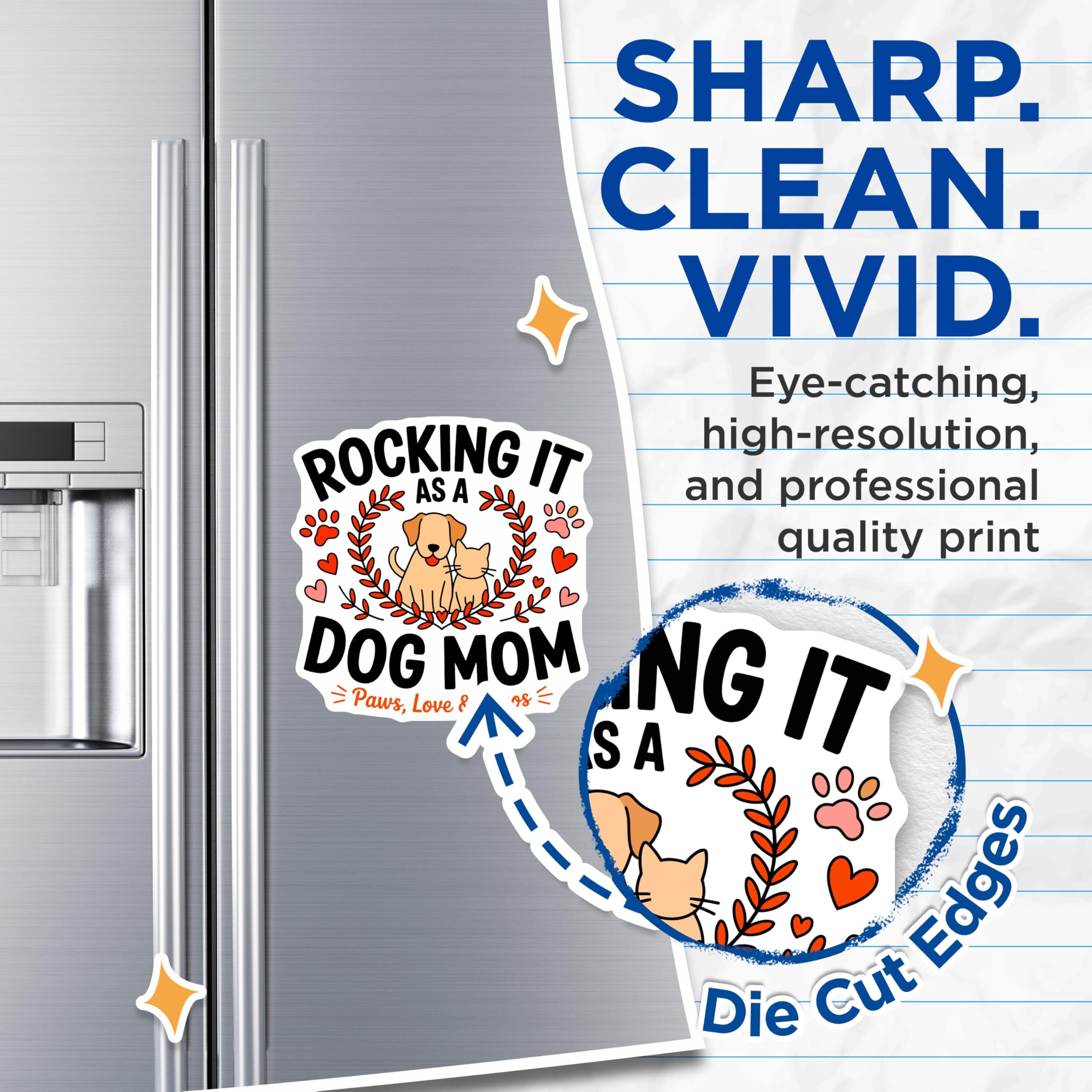 (2 Pack) Rocking It Dog Mom Magnets - Pet Parent Fridge Decor - Cute Animal Lover Magnets - 5 Inches On Longest Side - Thick Durable Magnet - Made in USA - MAG30422