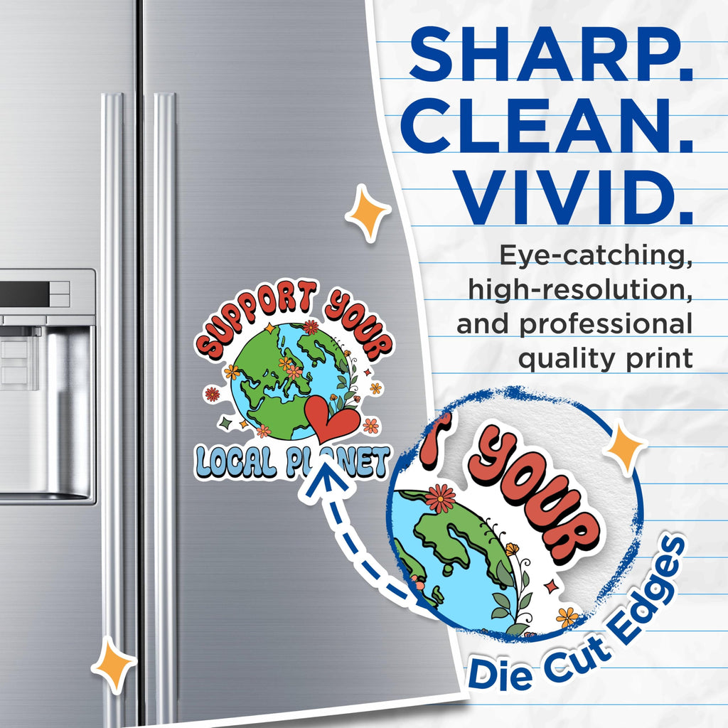 (2 Pack) Support Your Local Planet Magnets - Earth Day Magnets - Environmental Advocacy Magnets- 5" On Longest Side - for Fridges, Toolboxes, Cars - Made in USA - MAG2584