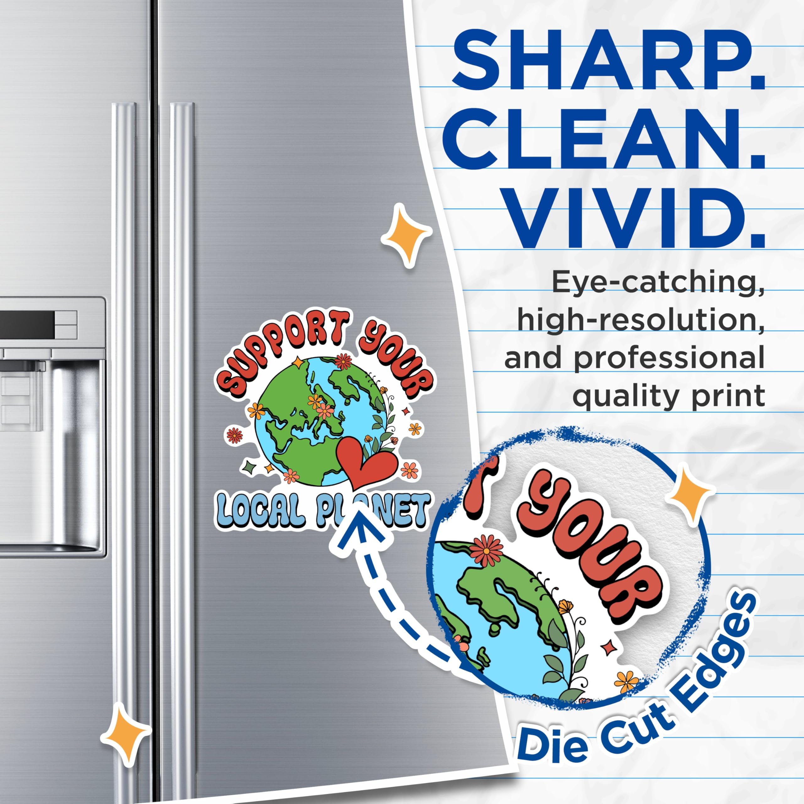 (2 Pack) Support Your Local Planet Magnets - Earth Day Magnets - Environmental Advocacy Magnets- 5" On Longest Side - for Fridges, Toolboxes, Cars - Made in USA - MAG2584