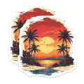 (2 Pack) Tropical Sunset Magnets - Beach Scene Decor - Palm Tree Ocean View - Summer Vacation Fridge Art - 5 Inches On Longest Side - Thick Durable Magnet - Made in USA - MAG26513