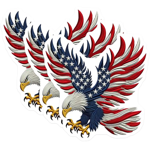 (3 Pack) American Eagle Decals - Patriotic Stickers - USA Flag Eagle Decal- 3 Inches On Longest Side - Easy Peel & Apply - Made in USA - 3MCS5919