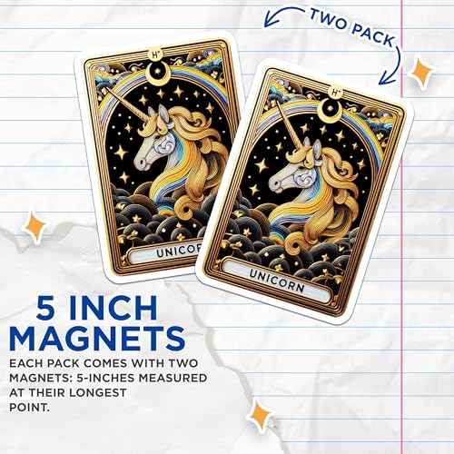 (2 Pack) Colorful Unicorn Design Magnet - 5" On Longest Side - Sticks to Smooth Flat Surfaces - Made in USA - MAG10138