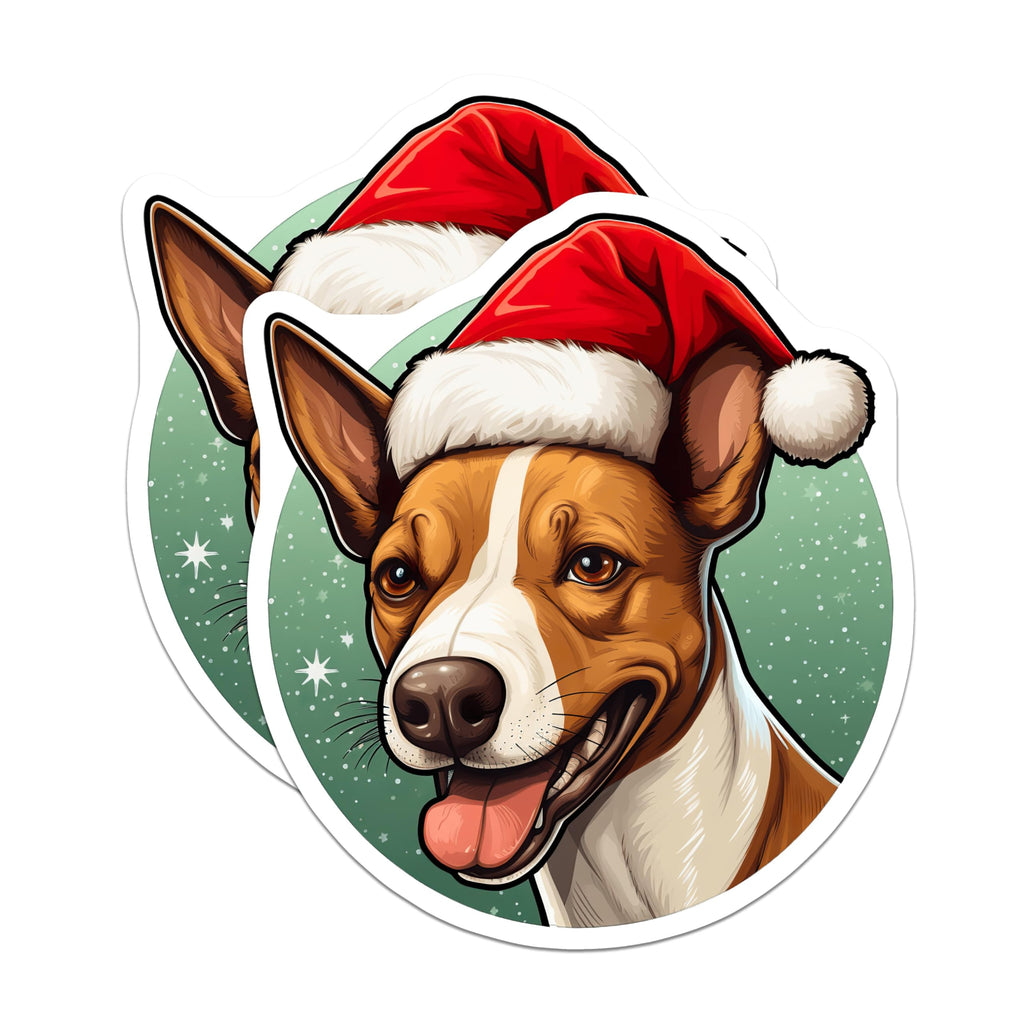 (2 Pack) Christmas Dog Magnets - Santa Hat Pup Decor - Festive Animal Refrigerator Art - 5 Inches On Longest Side - Thick Durable Magnet - Made in USA - MAG23697