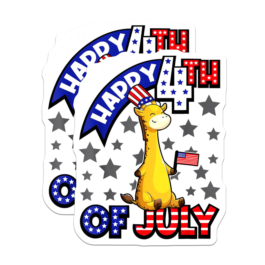 (2 Pack) Happy 4th of July Giraffe Magnets - Patriotic Animal Decor - Independence Day Holiday Fun - 5 Inches On Longest Side - Thick Durable Magnet - Made in USA - MAG30124