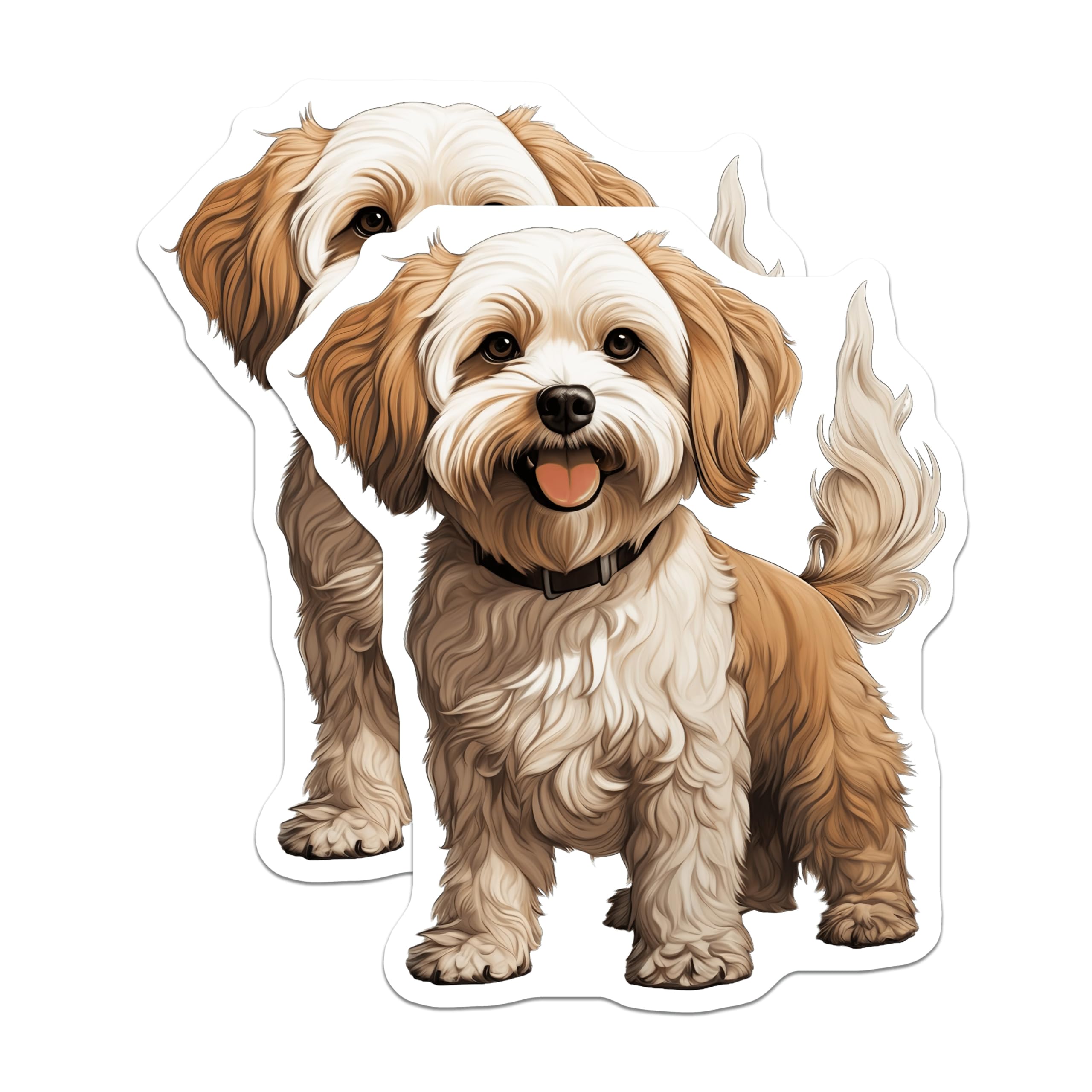 (2 Pack) Fluffy Dog Magnets - Cute Puppy Refrigerator Decor - Small Dog Breed Lover - Pet Owner - 5 Inches On Longest Side - Thick Durable Magnet - Made in USA - MAG25812