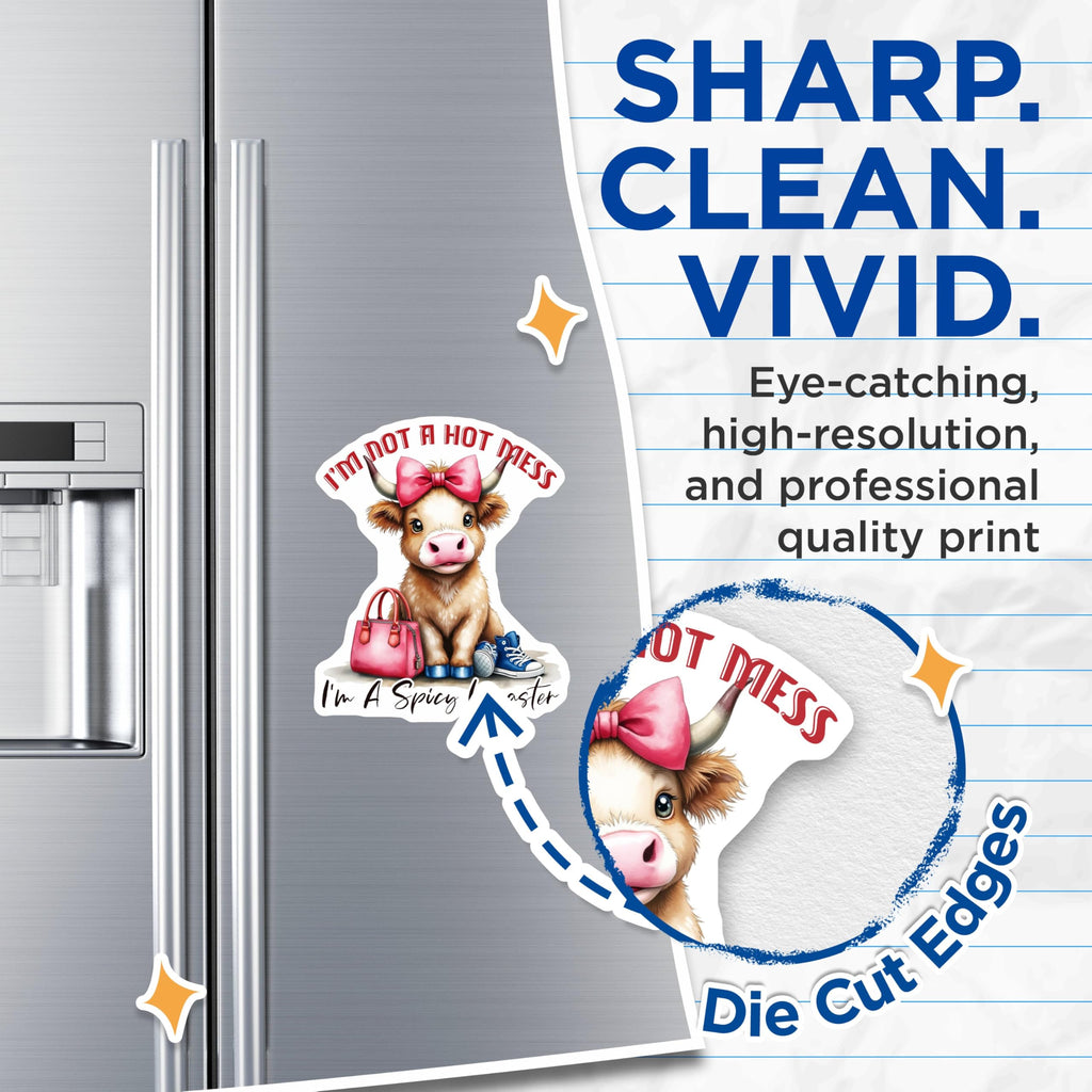 (2 Pack) Not A Hot Mess Magnets - Spicy Disaster - Funny Cow Magnets - Cute Animal Magnets for Fridge - 5" On Longest Side - for Cars, Fridges, Toolboxes - Made in USA - MAG4245