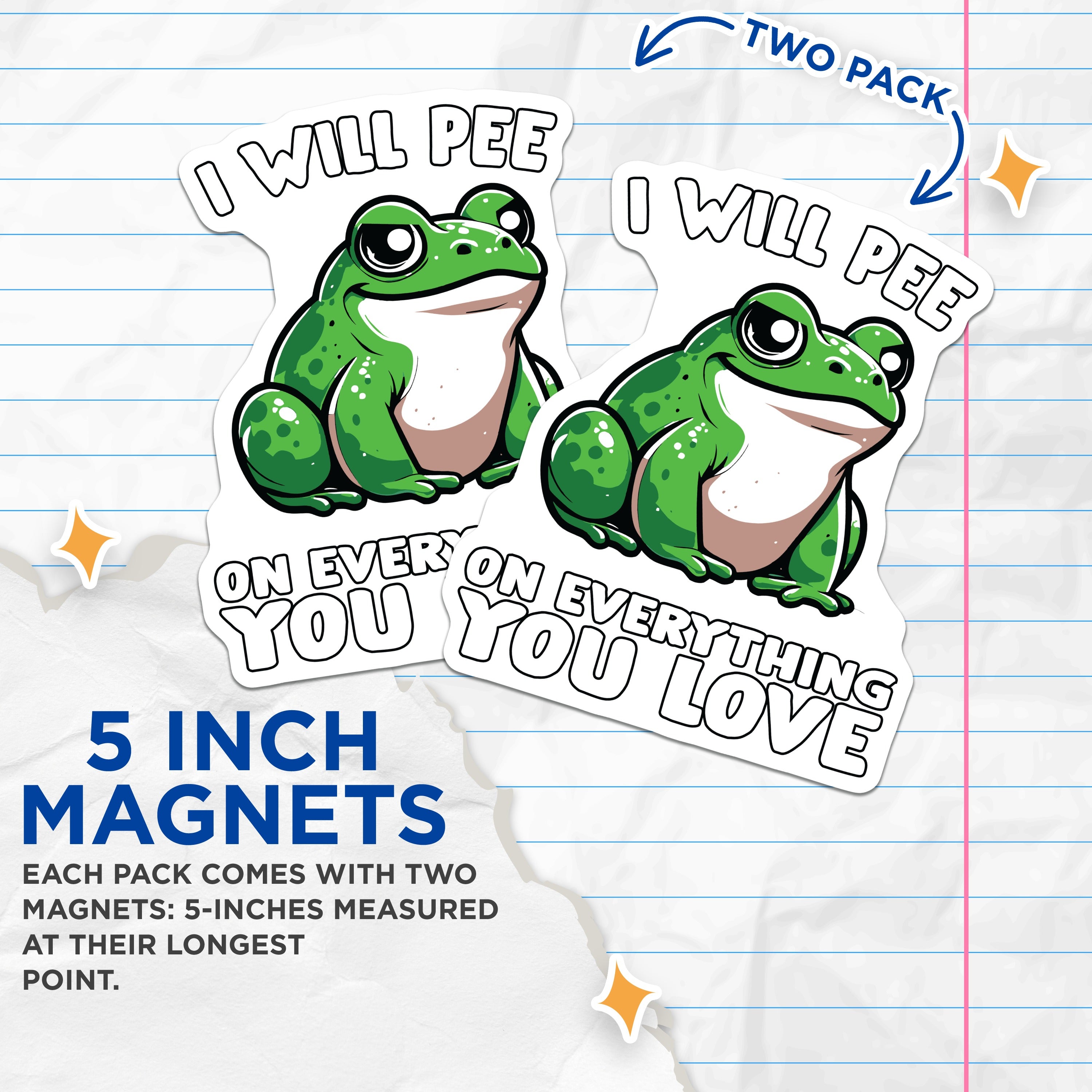 (2 Pack) Funny Frog Magnets - Sarcastic Meme Fridge Decor - Dark Humor Animal Magnets - Quirky Locker Decorations - 5 Inches On Longest Side - Thick Durable Magnet - Made in USA - MAG39386