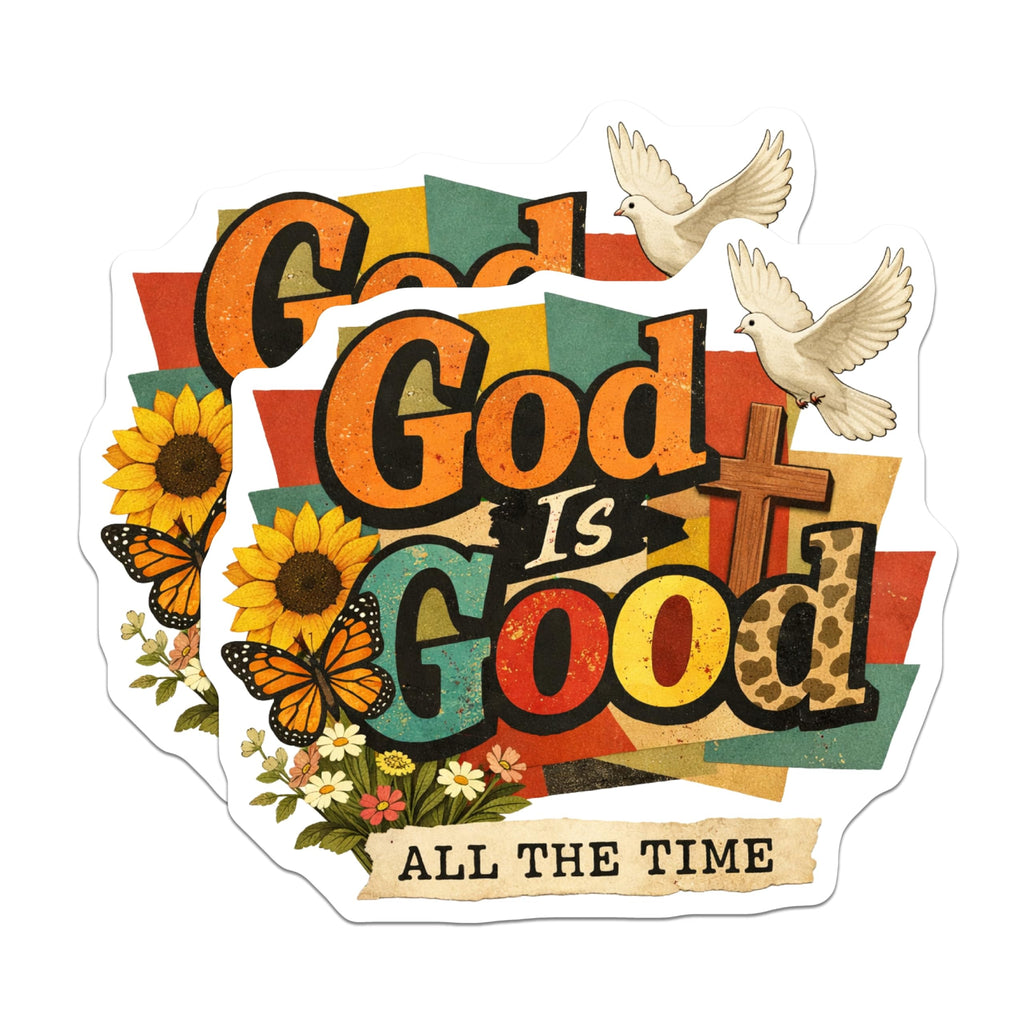 (2 Pack) God is Good All The Time Magnets - Christian Inspirational Decor - Faith Quote Art with Butterfly Sunflower - 5 Inches On Longest Side - Thick Durable Magnet - Made in USA - MAG20762