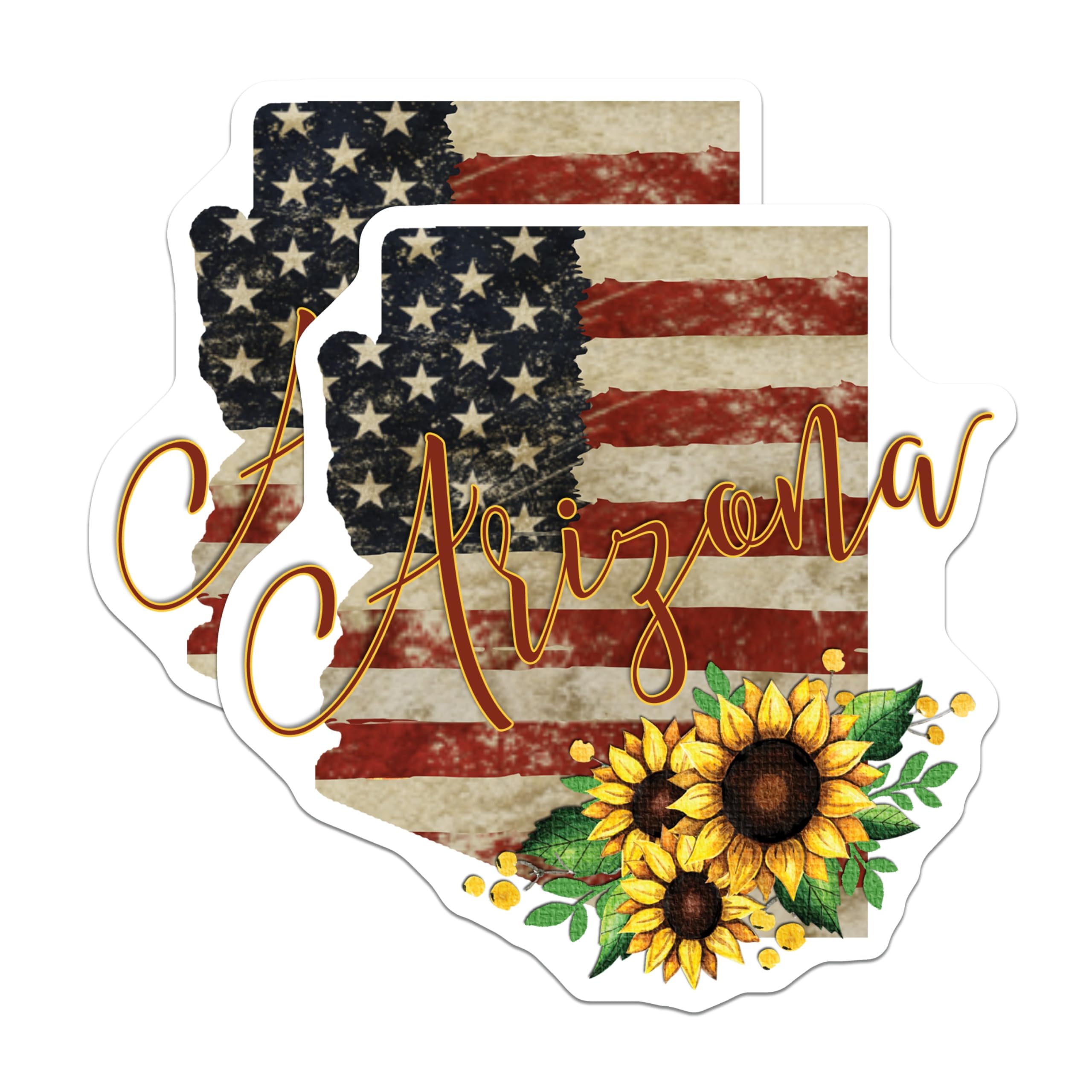 (2 Pack) Arizona Flag Magnets - State Pride Decor - Sunflower Fridge Art - 5" On Longest Side - Premium Magnet - for Cars, Refrigerators, Toolboxes, Lockers - Made in USA - MAG18717