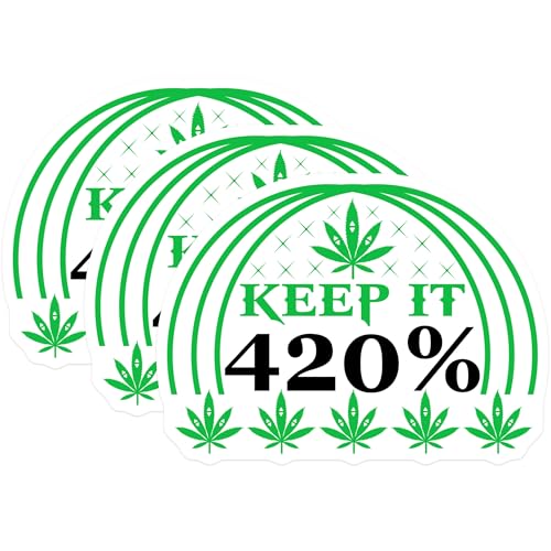 (3 Pack) Keep It 420 Percent Decals - Marijuana Decal - Laptop Decal - 3 Inches On Longest Side - Easy Peel & Apply - Made in USA - 3MCS7701