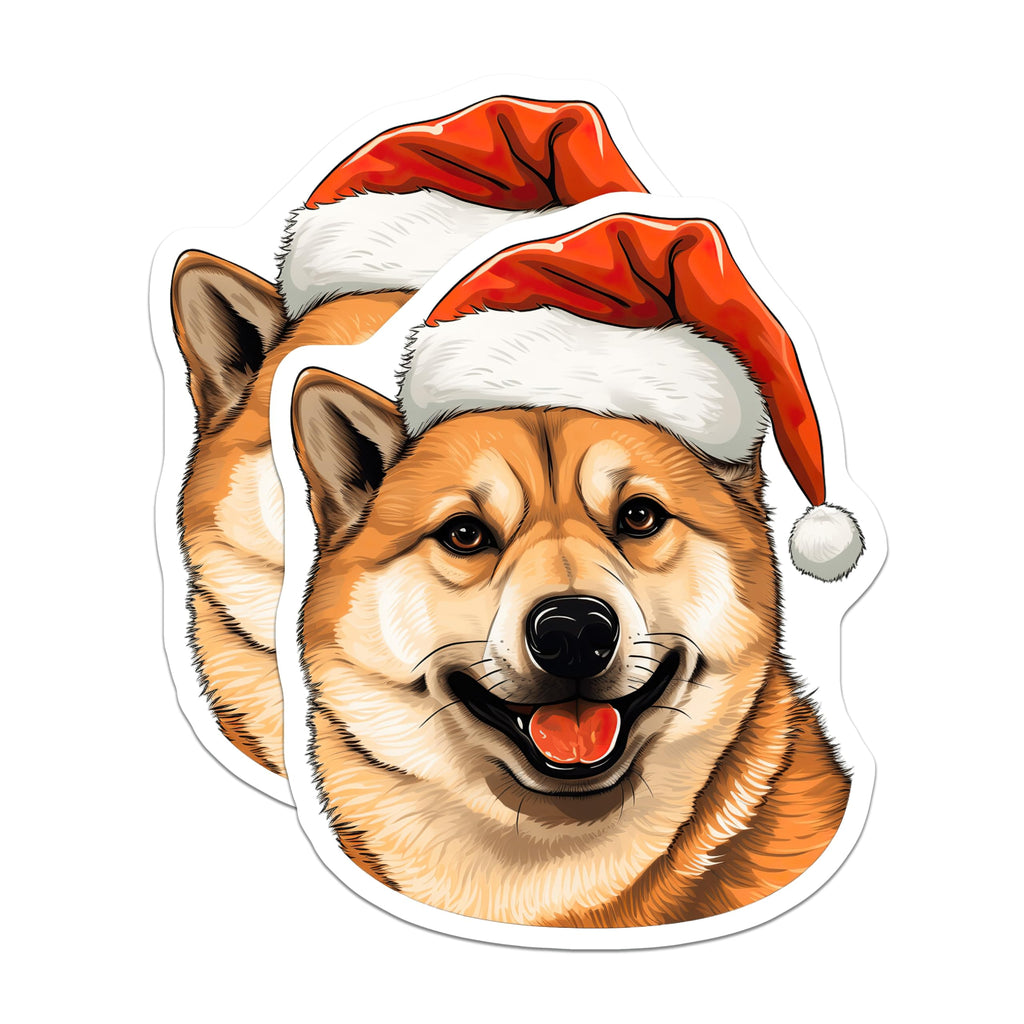 (2 Pack) Shiba Inu Christmas Magnets - Santa Hat Dog Mom Decor - Festive Pet Lover Magnet - 5 Inches On Longest Side - Thick Durable Magnet - Made in USA - MAG27629