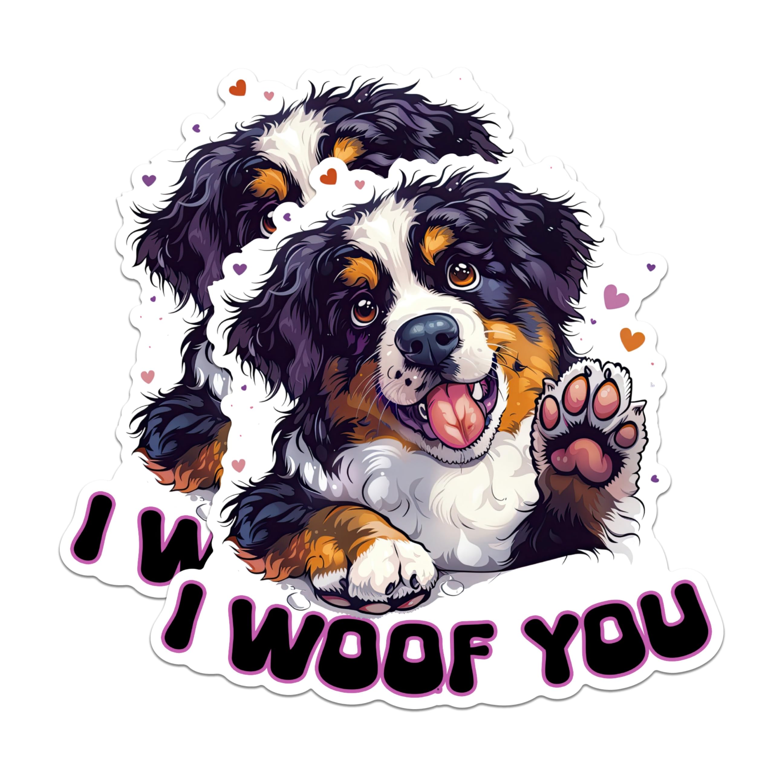 (2 Packs) I Woof You Bernese Mountain Dog Magnets - Bernese Mountain Dog Breed Magnets - 5 Inches On Longest Side - Premium Magnet - for Fridges, Toolboxes, Cars - Made in USA - MAG2526