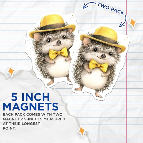 (2 Pack) Cute Hedgehog Decor Magnet - 5" On Longest Side - Sticks to Smooth Flat Surfaces - Made in USA - MAG9520