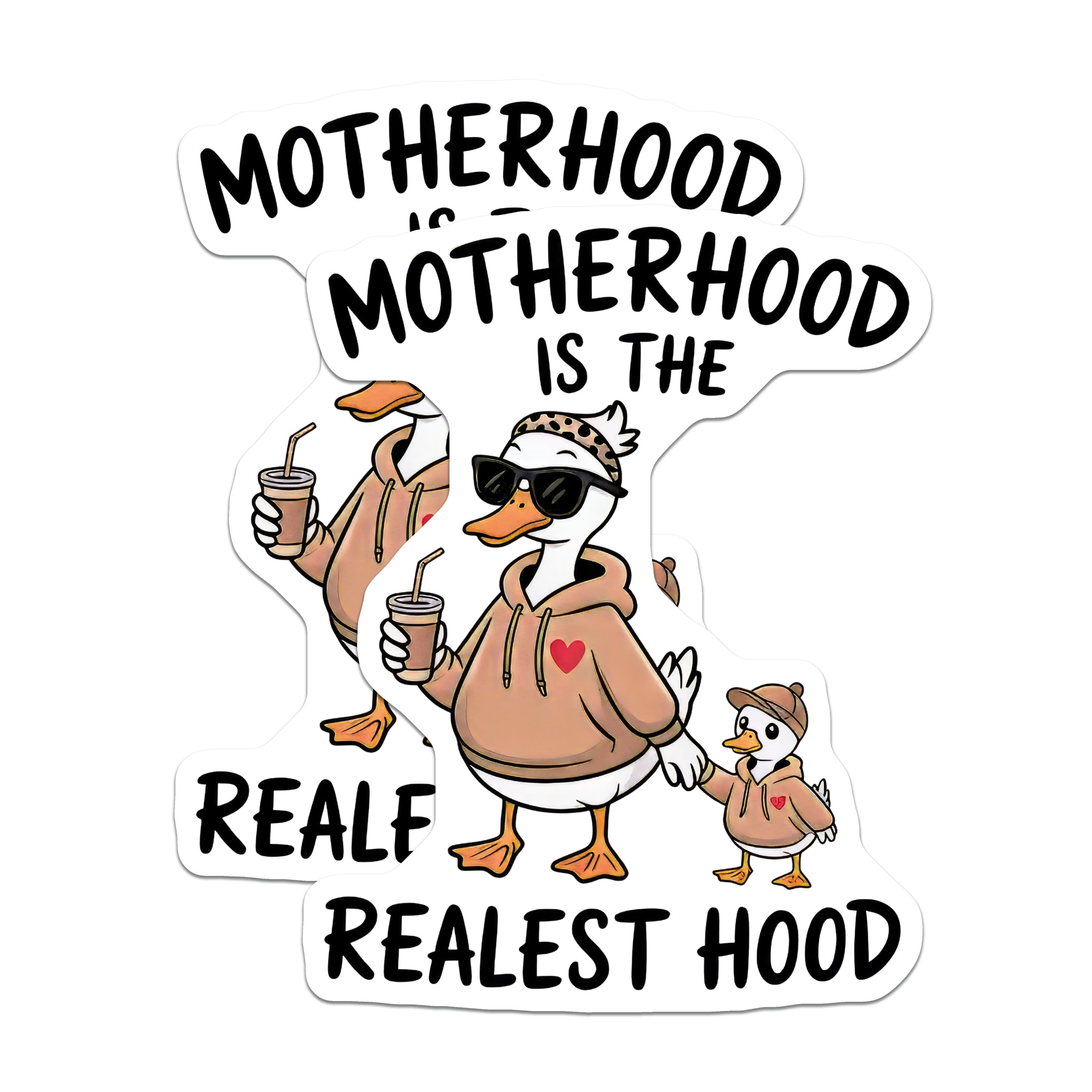 (2 Pack) Motherhood is The Realest Hood Magnets - Funny Mom Life - Cool Duck Mom Present for Her - 5 Inches On Longest Side - Thick Durable Magnet - Made in USA - MAG36187