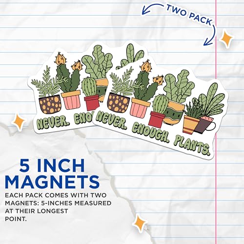 (2 Pack) Plant Lover Magnets - Houseplant Obsessed - Never Enough Plants Decor - 5" On Longest Side - Premium Magnet - for Cars, Refrigerators, Toolboxes, Lockers - Made in USA - MAG18562