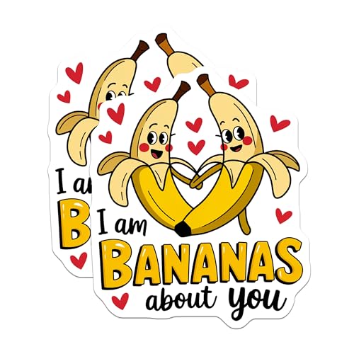 (2 Pack) I Am Baas About You Stickers - Fun Fruit Sticker - Cute Love Pun Decal - 5" On Longest Side - Sticks to Smooth Flat Surfaces - Made in USA - BMCS6398