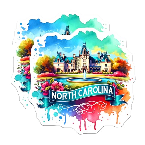 (2 Pack) North Carolina Magnets - Colorful State Art - State Pride Souvenir - Travel Memorabilia Keepsake - 5" On Longest Side - for Cars, Fridges, Toolboxes - Made in USA - MAG7069