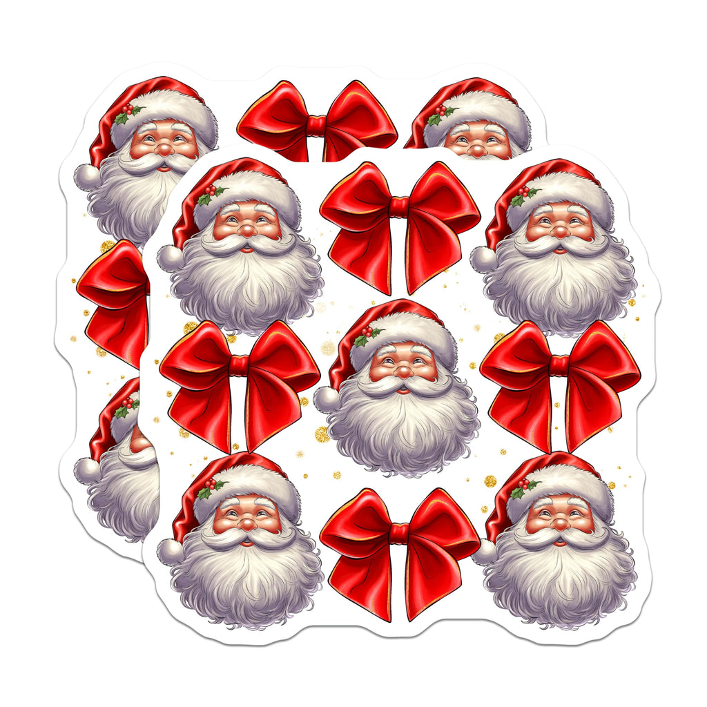 (2 Pack) Santa Claus Magnets - Christmas Bow Decor - Holiday Fridge Decoration - 5 Inches On Longest Side - Thick Durable Magnet - Made in USA - MAG28731