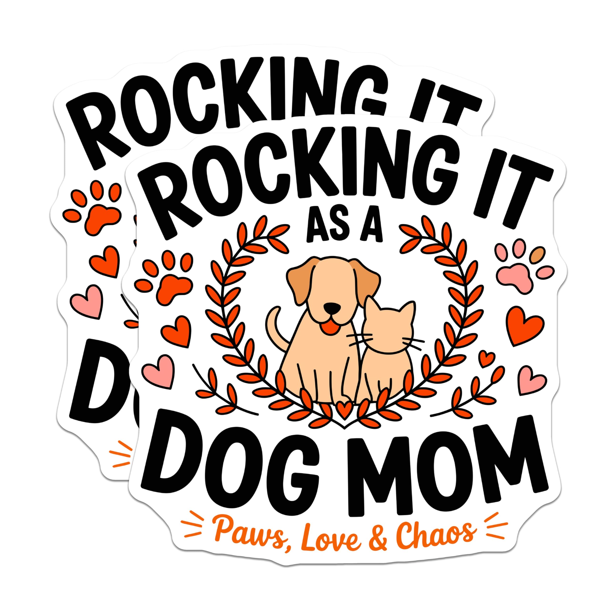 (2 Pack) Rocking It Dog Mom Magnets - Pet Parent Fridge Decor - Cute Animal Lover Magnets - 5 Inches On Longest Side - Thick Durable Magnet - Made in USA - MAG30422