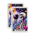 (2 Pack) Skull and Wine Stickers - Cosmic Crystal Stickers - The Mega Pint Skeleton Stickers - 5" On Longest Side - Sticks to Smooth Flat Surfaces - Made in USA - BMCS5453