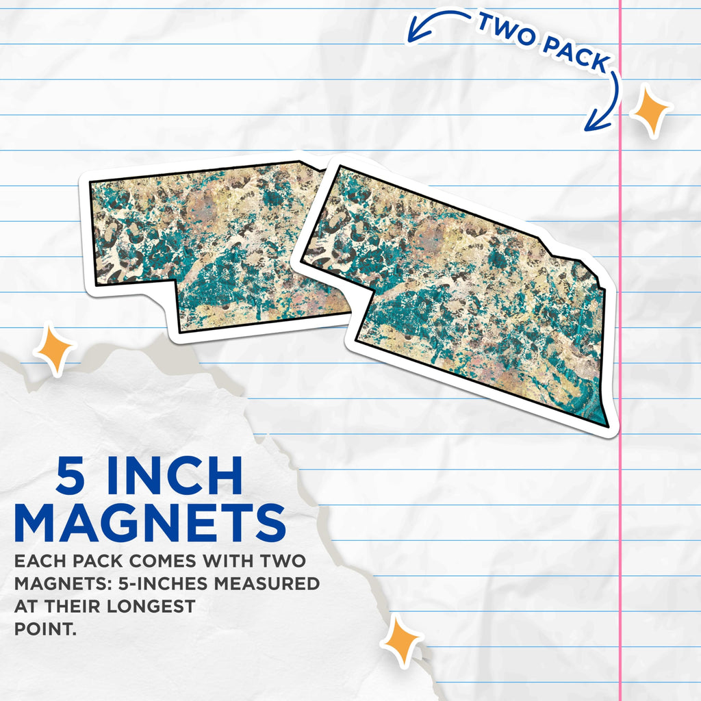 (2 Pack) Nebraska State Magnets - Abstract Art - Home Decor - 5" On Longest Side - Premium Magnet - for Cars, Refrigerators, Toolboxes, Lockers - Made in USA - MAG18793