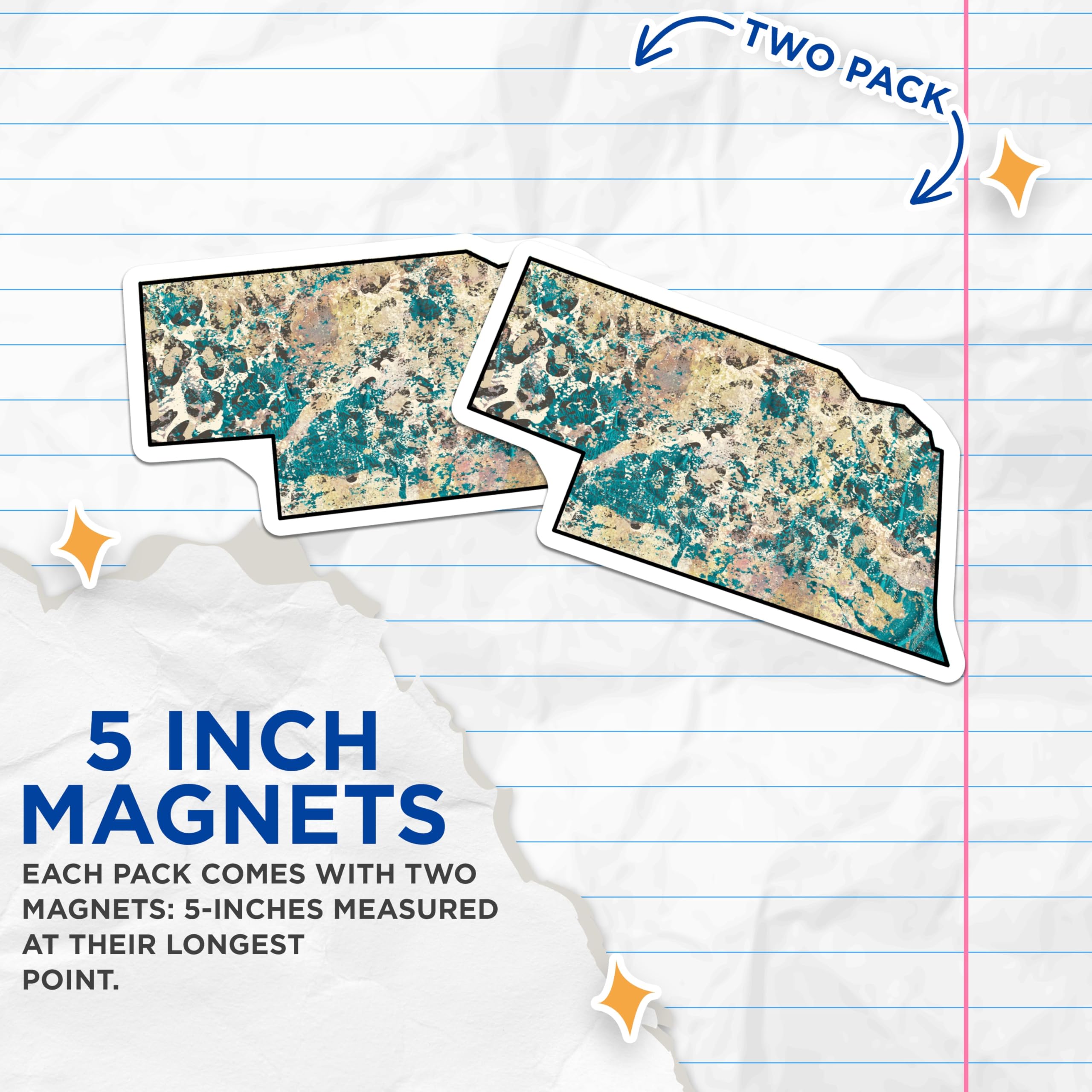(2 Pack) Nebraska State Magnets - Abstract Art - Home Decor - 5" On Longest Side - Premium Magnet - for Cars, Refrigerators, Toolboxes, Lockers - Made in USA - MAG18793