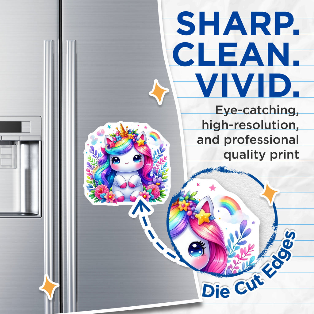 (2 Pack) Cute Unicorn Magnets - Kawaii Rainbow Fantasy Decor - Kids Room Locker Fridge Aesthetic Magnets - 5 Inches On Longest Side - Thick Durable Magnet - Made in USA - MAG38669
