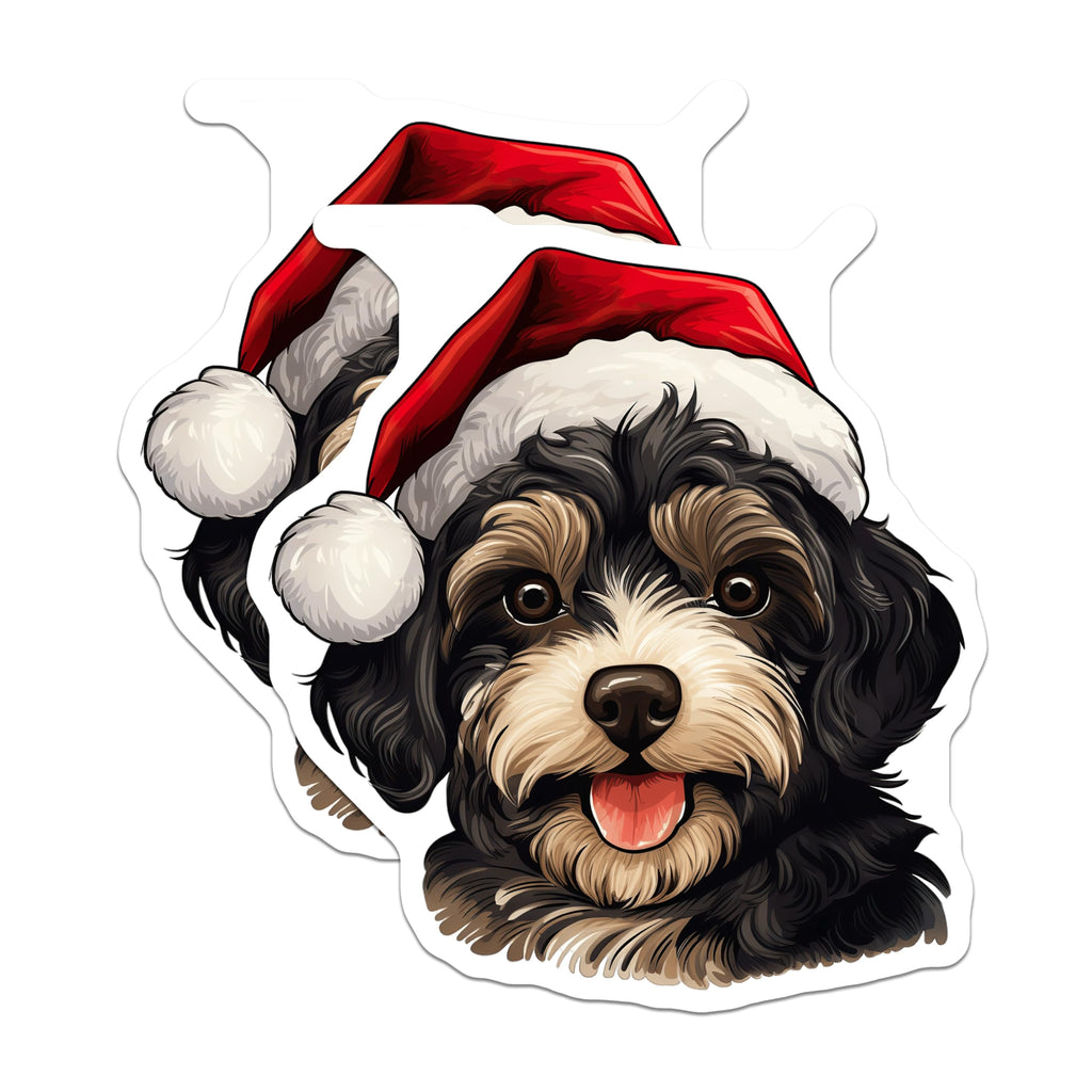(2 Pack) Christmas Dog Magnets - Santa Doodle Puppy Magnet - Festive Pet Decor for Dog Lovers - 5 Inches On Longest Side - Thick Durable Magnet - Made in USA - MAG29077