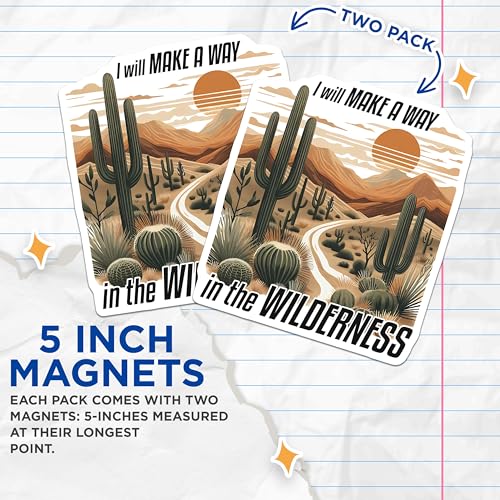 (2 Pack) Wilderness Path Magnet - Nature Scenic - Motivational Cactus Design - 5" On Longest Side - Sticks to Smooth Flat Surfaces - Made in USA - MAG9634