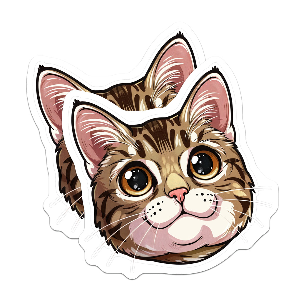 (2 Pack) Cute Cat Head Magnets - Kawaii Animal Lover Decor - Kitten Refrigerator Accent - 5 Inches On Longest Side - Thick Durable Magnet - Made in USA - MAG36066