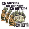 (3 Pack) Go Outside Decals - Camping Trailer - Funny Bear Laptop Decal - 3 Inches On Longest Side - Easy Peel & Apply - Made in USA - 3MCS1263