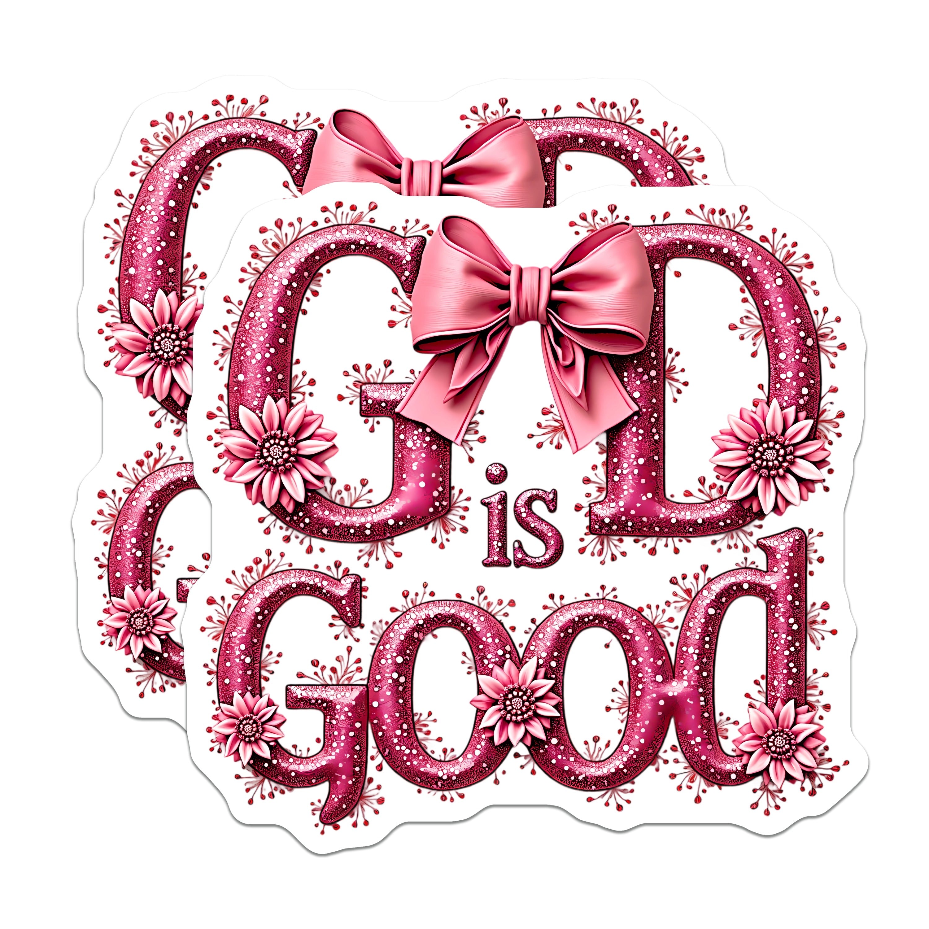 (2 Pack) God is Good Magnets - Pink Floral Christian Faith - Inspirational Religious Decor Women's Devotional - 5 Inches On Longest Side - Thick Durable Magnet - Made in USA - MAG39799
