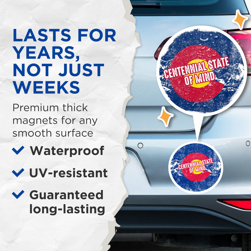 (2 Pack) Colorado Flag Magnets - Centennial State of Mind - Fridge Magnets - 5" On Longest Side - Premium Magnet - for Cars, Refrigerators, Toolboxes, Lockers - Made in USA - MAG17181