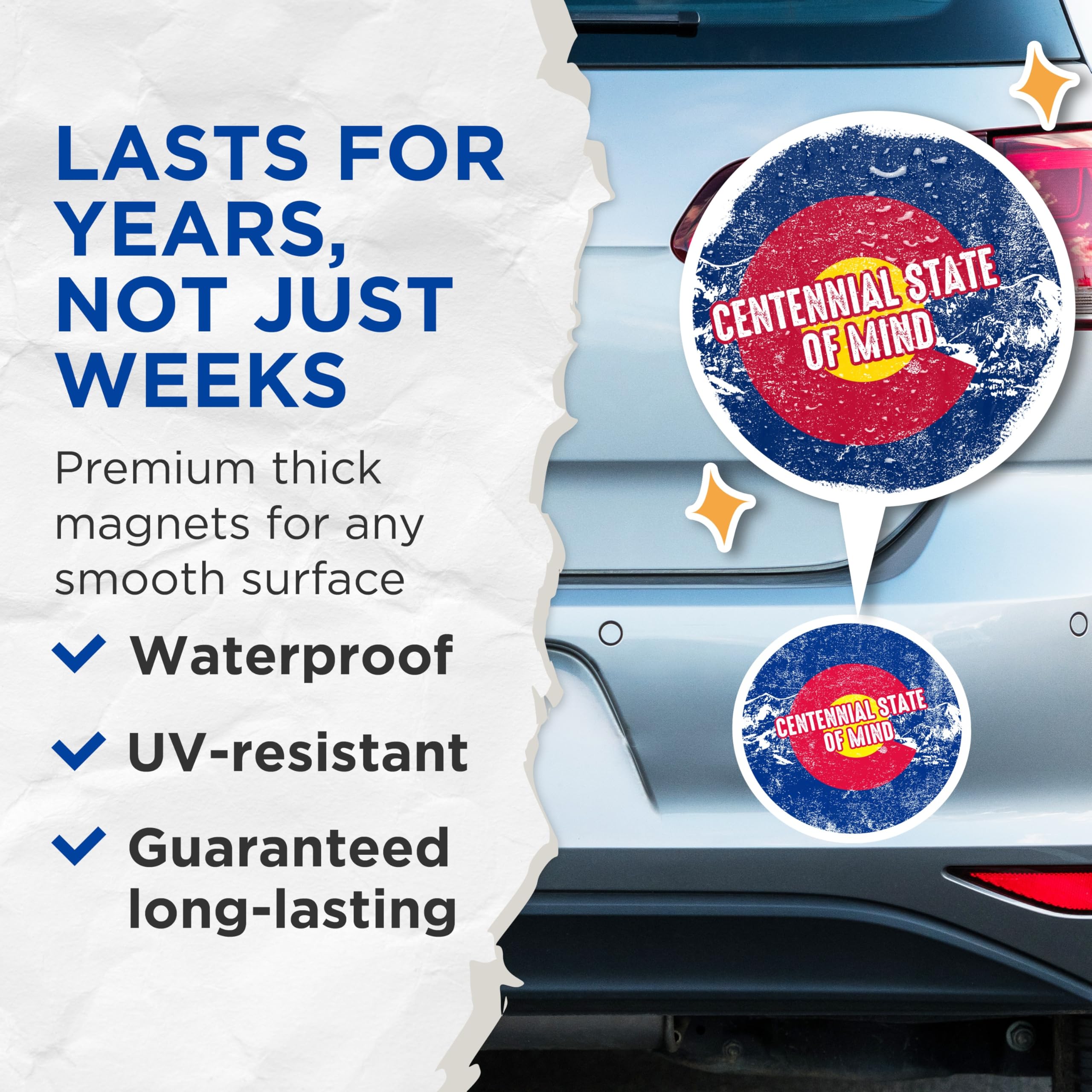 (2 Pack) Colorado Flag Magnets - Centennial State of Mind - Fridge Magnets - 5" On Longest Side - Premium Magnet - for Cars, Refrigerators, Toolboxes, Lockers - Made in USA - MAG17181