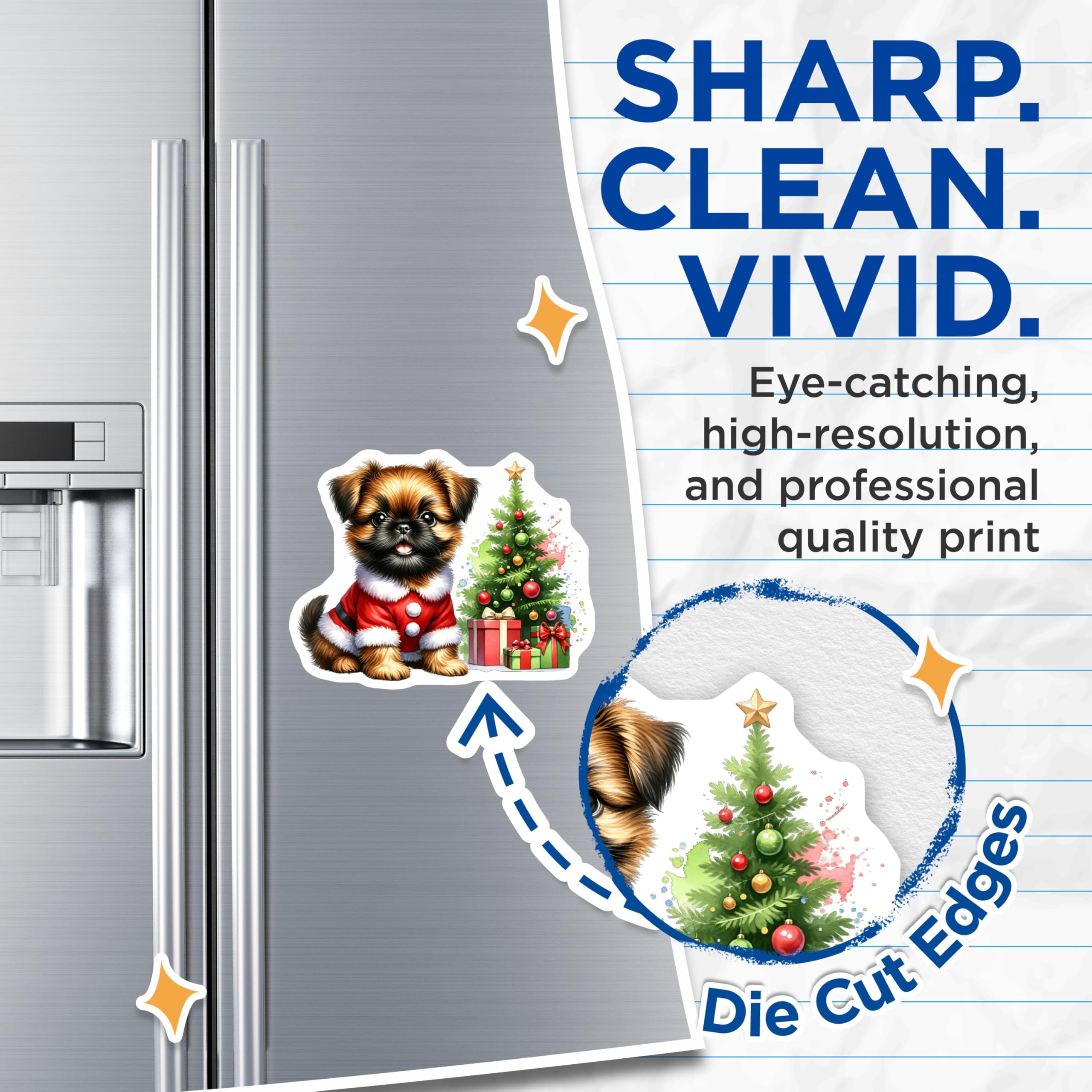 (2 Pack) Christmas Dog Magnets - Santa Puppy Pet Decor - Festive Holiday Fridge Magnets - 5 Inches On Longest Side - Thick Durable Magnet - Made in USA - MAG27753