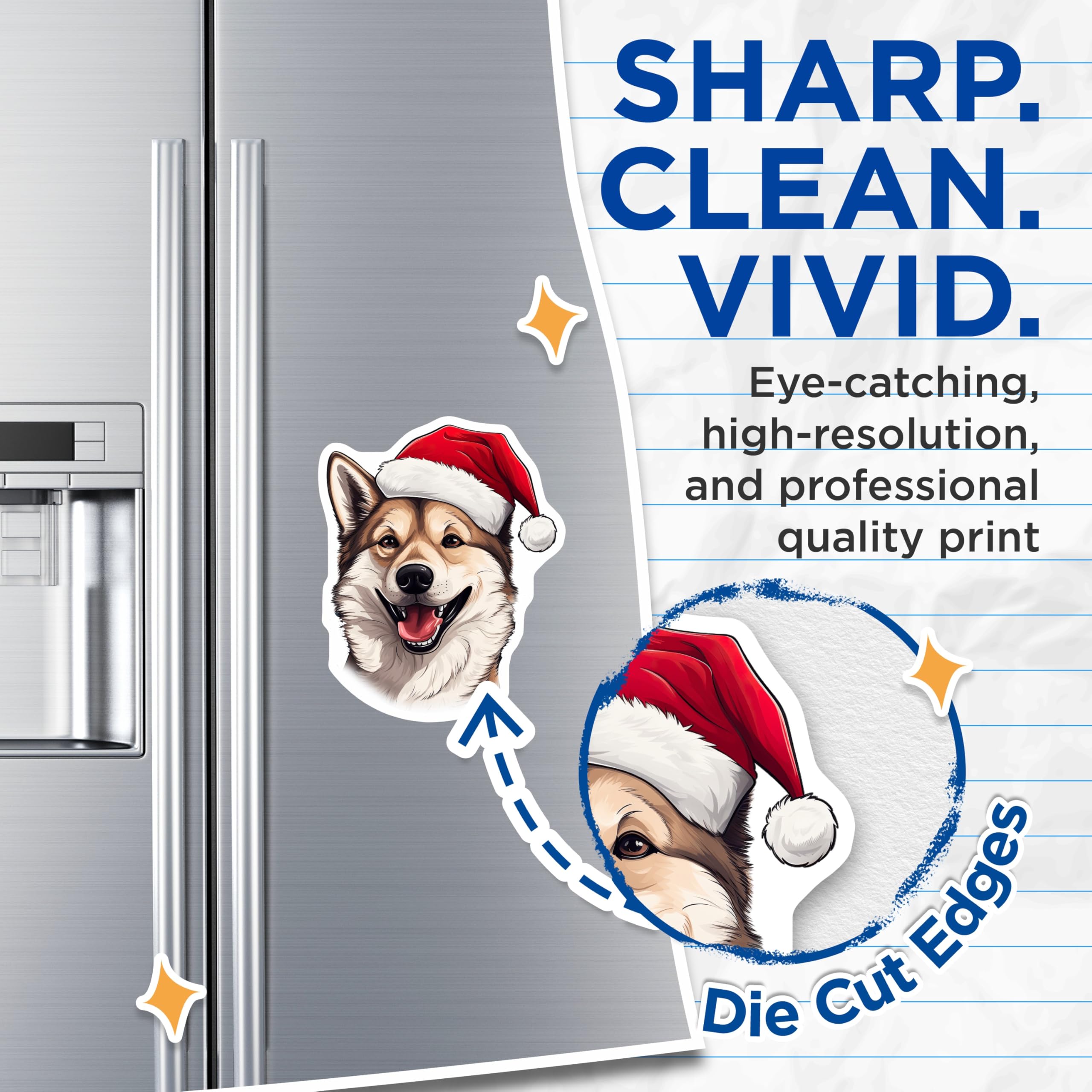 (2 Pack) Christmas Dog Magnets - Santa Hat Shiba Inu - Holiday Pet Decor - 5 Inches On Longest Side - Thick Durable Magnet - Made in USA - MAG27432