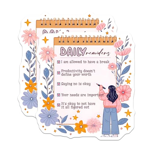 (2 Pack) Daily Reminders Stickers - Inspirational Quotes - Motivational - 5" On Longest Side - Sticks to Smooth Flat Surfaces - Made in USA - BMCS8323