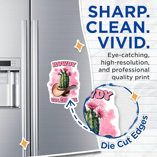 (2 Pack) Howdy Valentine Magnets - Cactus Flower Magnets - Cowboy Hat Magnets for Valentine's Day - 5" On Longest Side - for Cars, Refrigerators, Toolboxes, Lockers - Made in USA BMCS3144