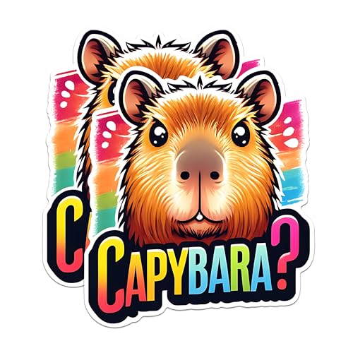 (2 Pack) Capybara Animal Stickers - Cute Animal Illustration Stickers - Funny Capybara Humor Stickers - 5" On Longest Side - Sticks to Any Smooth Flat Surface - Made in USA - BMCS2674