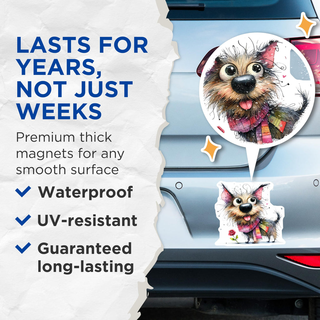 (2 Pack) Cute Scruffy Dog Magnets - Whimsical Watercolor Terrier - Pet Lover Fridge Decor - 5 Inches On Longest Side - Thick Durable Magnet - Made in USA - MAG29626